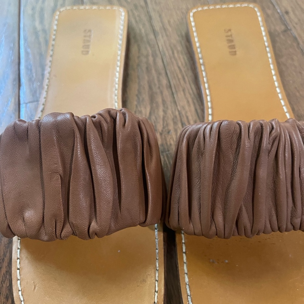 Staud Nina ruched slide sandals, 37